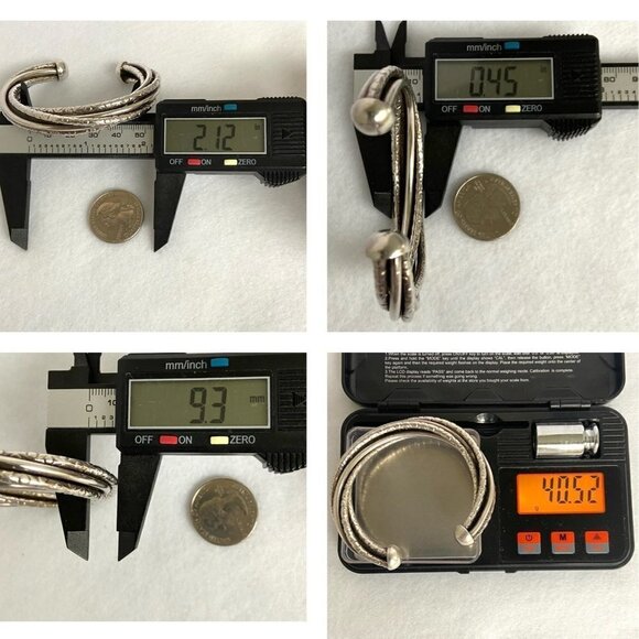 Sterling Silver 925 Heavy Chunky Twisted 5 Band Woven Cuff Bracelet Sz 6.5" 40g - Picture 10 of 16